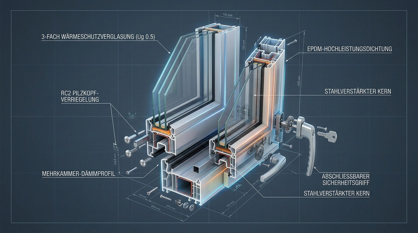 Monjako 3D Blueprint Fensterschnitt & RC2 Verriegelung